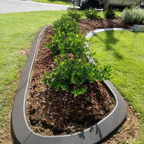 Continuous concrete garden edging kerb around garden bed at front of house